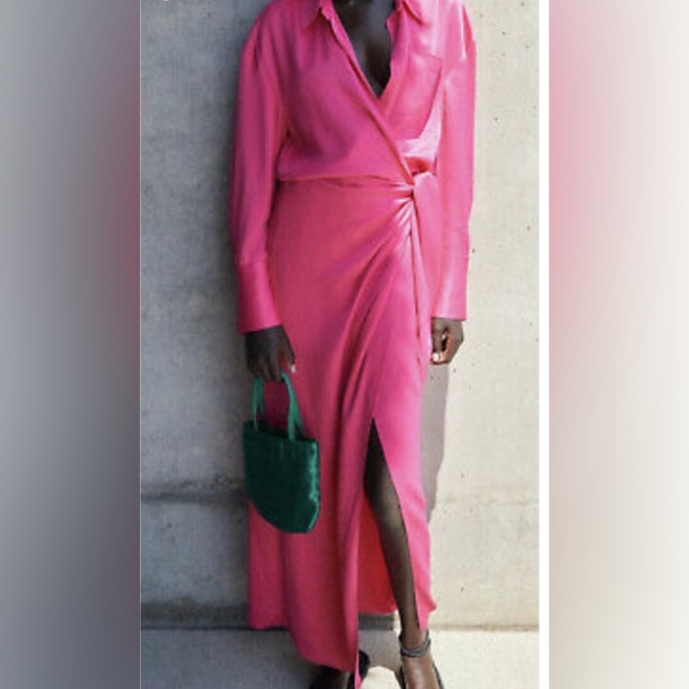 Limited Edition Pink long sleeve Zara shirt dress